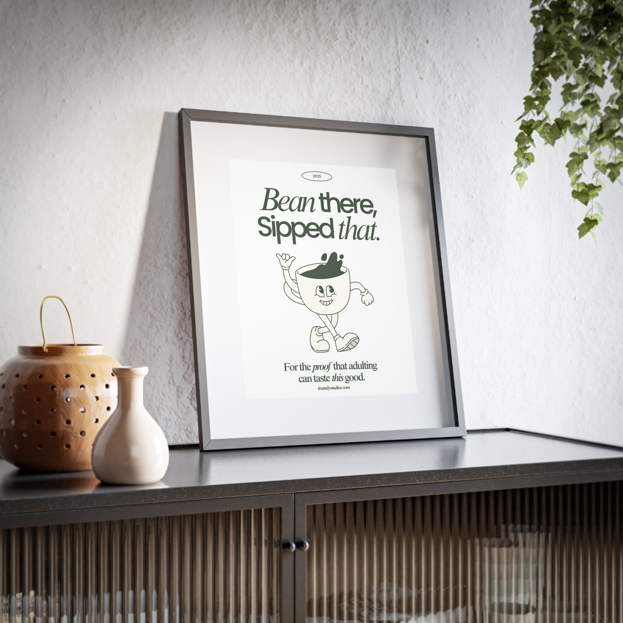 Poster - Vintage Retro Mascot Coffee Design - 'Been There Sipped That'