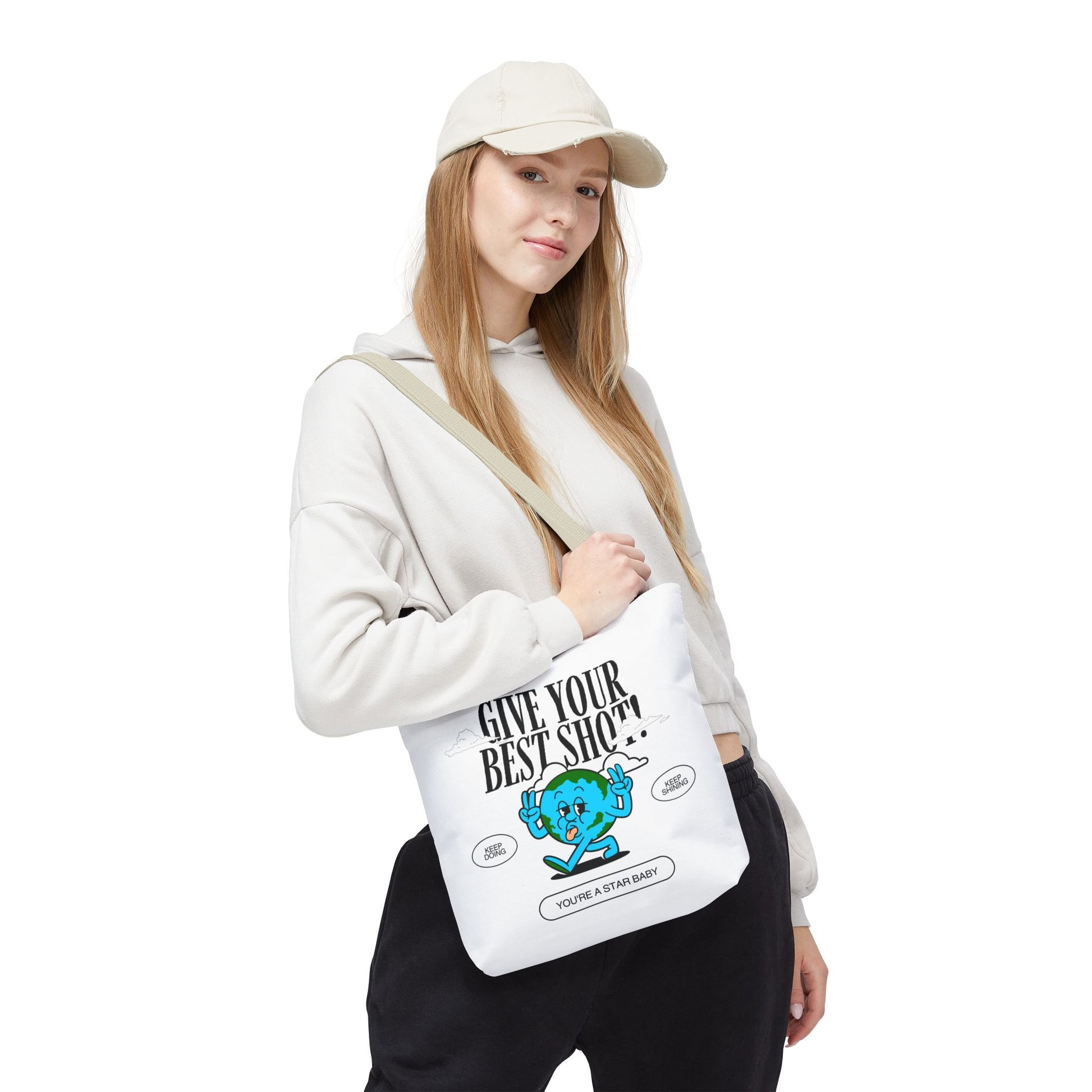 Healthy Mascot Tote Bag – Fun Fruit & Veggie Cartoon Design