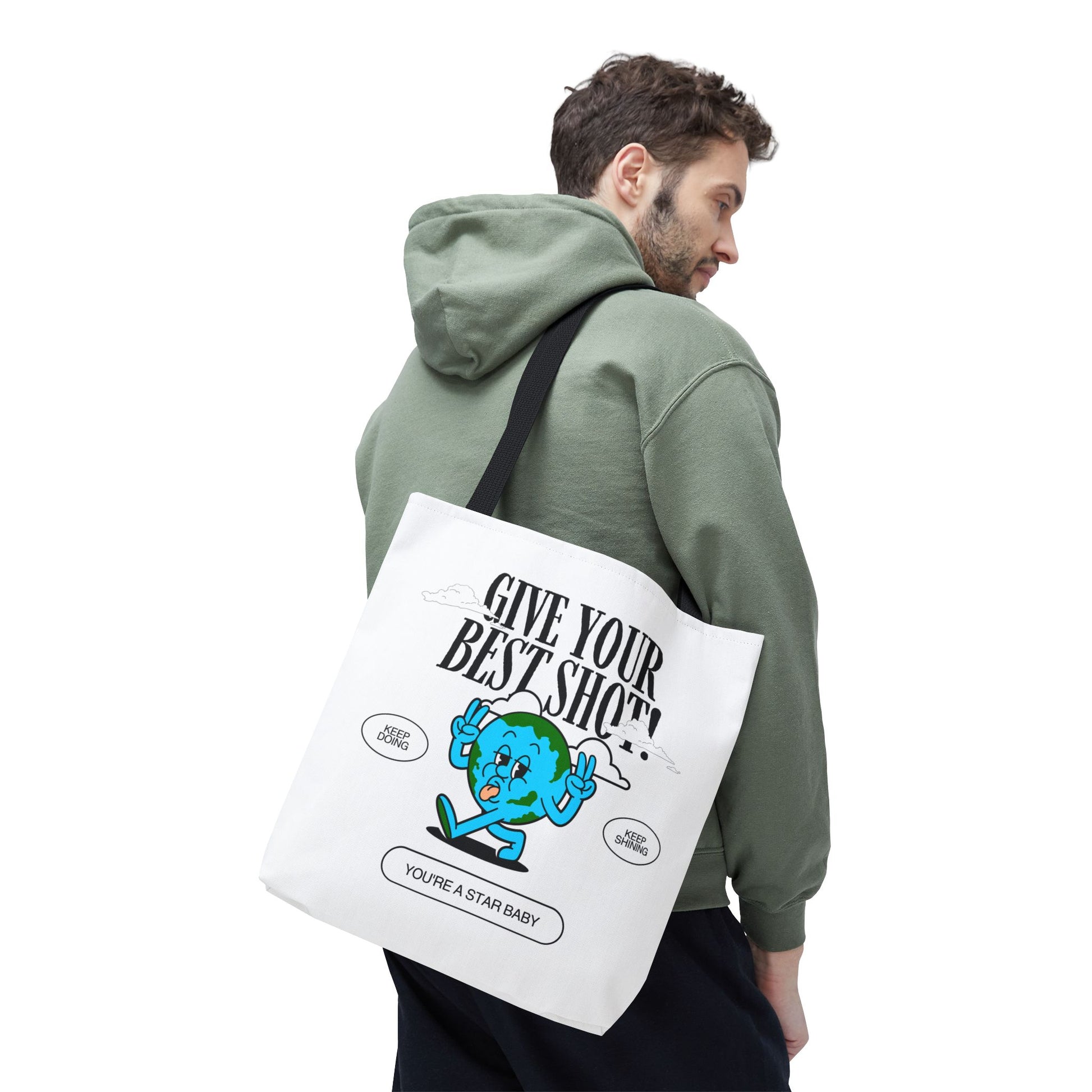 Healthy Mascot Tote Bag – Fun Fruit & Veggie Cartoon Design