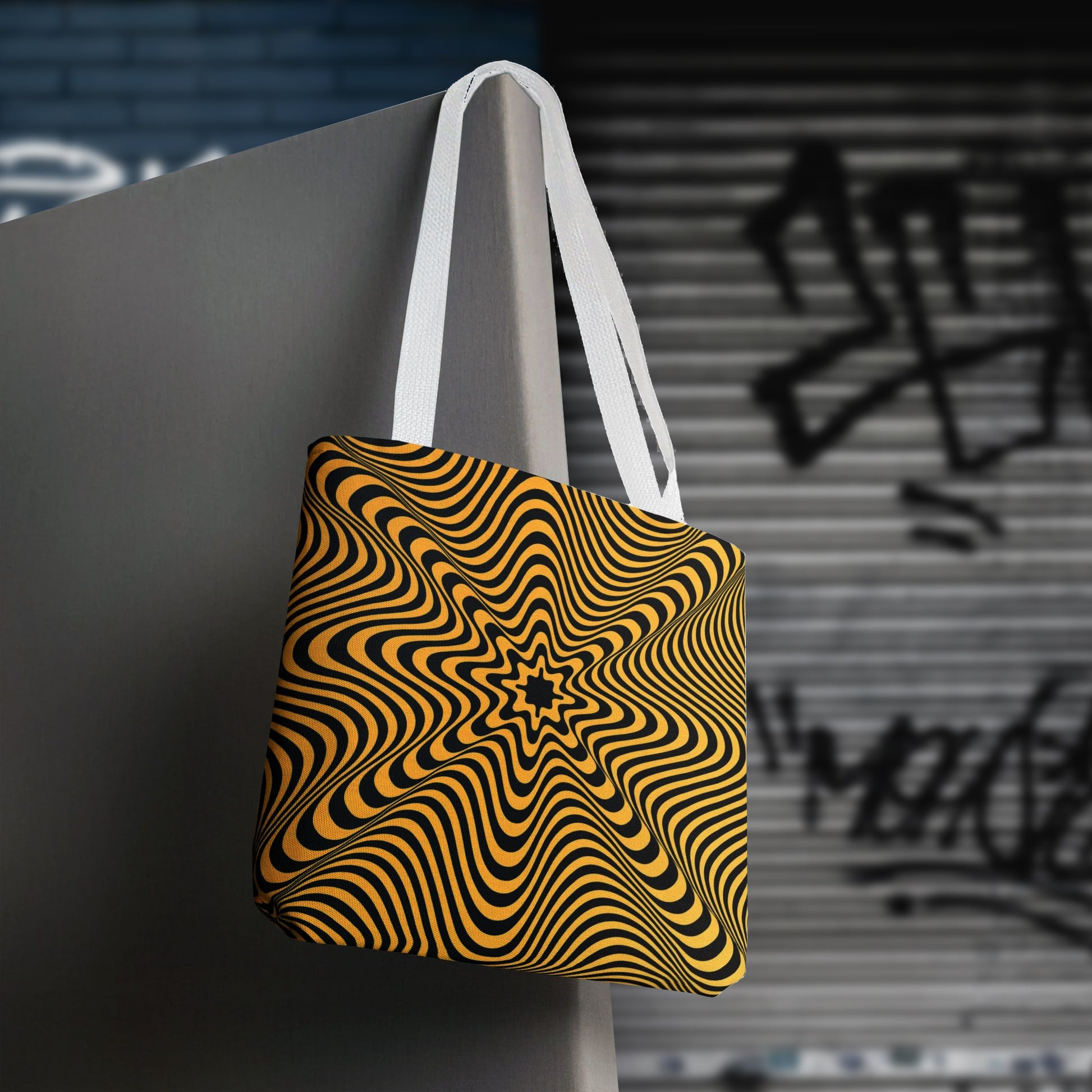 Psychedelic Vortex Tote Bag - Yellow & Black