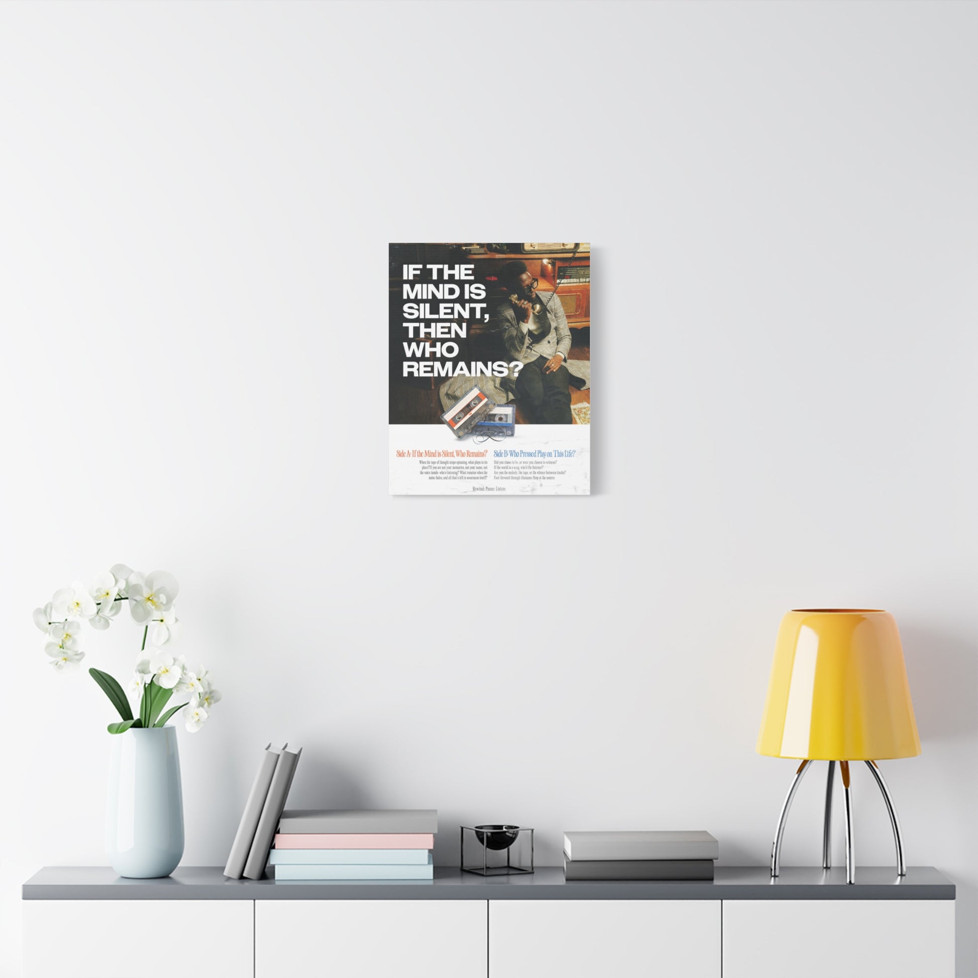 Retro-Inspired Spiritual Art Print – “If the Mind is Silent, Then Who Remains?” | Vintage Tape Aesthetic Wall Poster