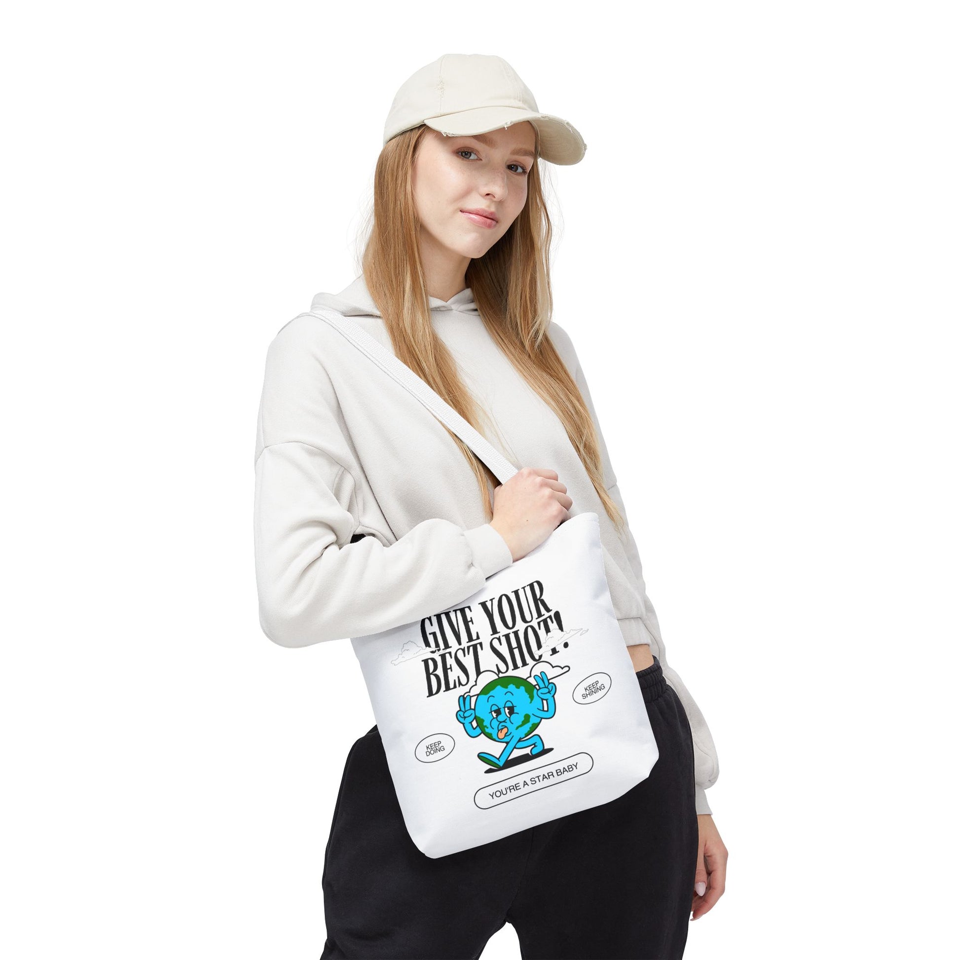 Healthy Mascot Tote Bag – Fun Fruit & Veggie Cartoon Design